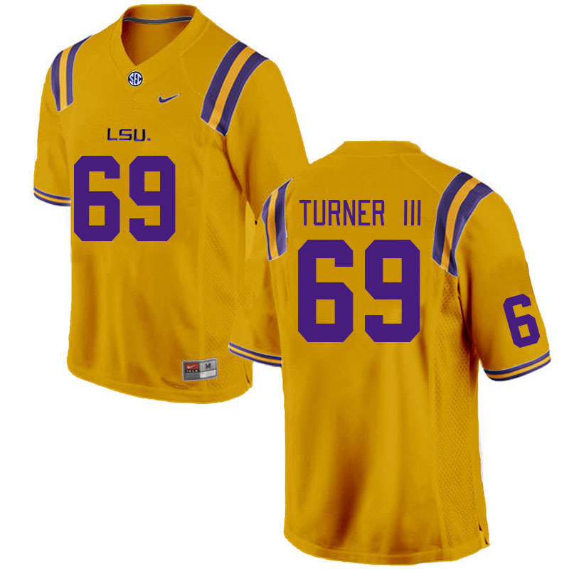 Men #69 Charles Turner III LSU Tigers College Football Jerseys Stitched-Gold